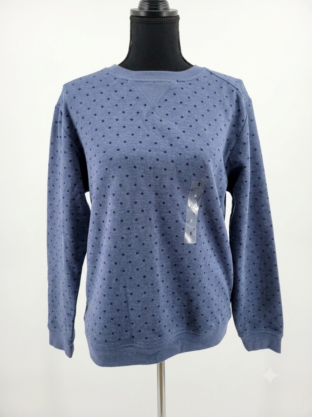 Karen Scott Blue Polka Dot Crewneck Sweatshirt